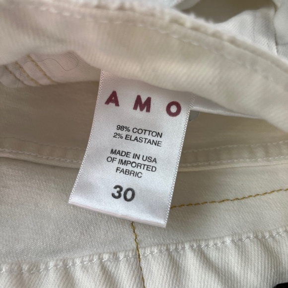 AMO Kick Crop Distressed Raw Hem Jeans White Size 30 - Picture 4 of 4